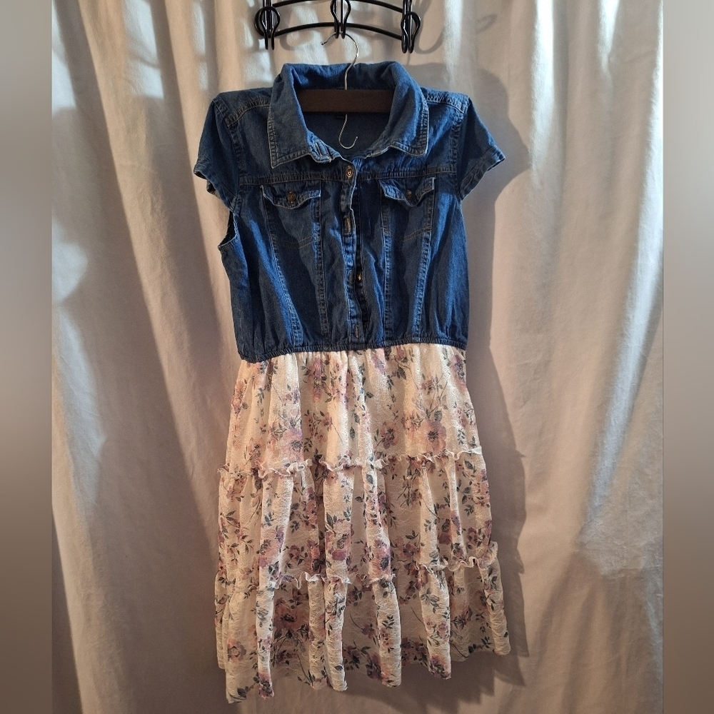 Floral Denim Kids Dress
